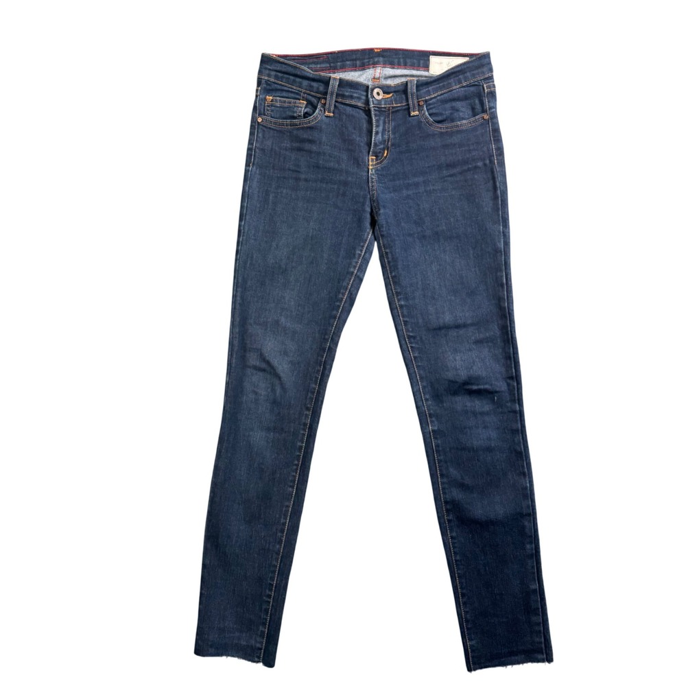 Angry Rabbit Y2K Skinny Jeans Womens 26 Dark Wash Raw Hem Made in USA